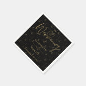 黒と金ゴールドの星と気分の天結婚人 スタンダードカクテルナプキン (角)