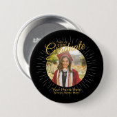 黒と金ゴールドの星の大学院ボタン 缶バッジ (正面&裏面)