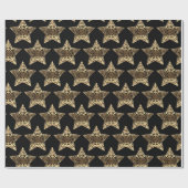 黒と金ゴールドの星パターンブラッククリスマスシック ラッピングペーパー (フラット)