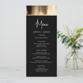 黒と金ゴールドの暗い抽象芸術水の色結婚の メニュー (スタンド正面)