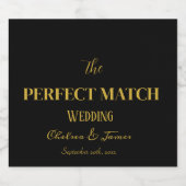 黒と金ゴールドの書結婚道は完璧 スパークリングワインラベル (シングルラベル)