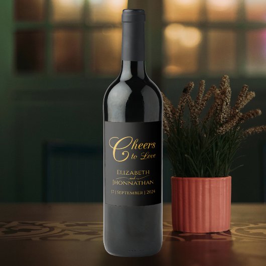 黒と金ゴールドの書道の応援名結婚の一覧 ワインラベル