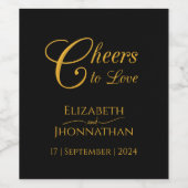 黒と金ゴールドの書道の応援名結婚の一覧 ワインラベル (シングルラベル)