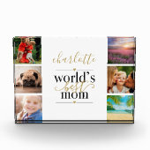 黒と金ゴールドの最高の世界のマパーソナライズされたム6 フォトブロック (正面)