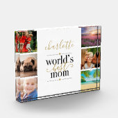 黒と金ゴールドの最高の世界のマパーソナライズされたム6 フォトブロック (左)