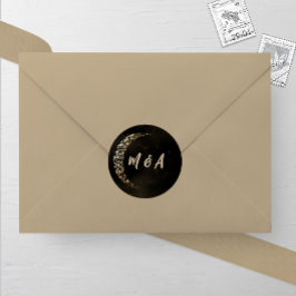 黒と金ゴールドの月と後結婚ろ ラウンドシール