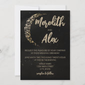 黒と金ゴールドの月と後結婚ろ 招待状 (正面)