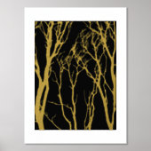 黒と金ゴールドの木 箔ポスター (正面)