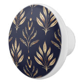 黒と金ゴールドの植物アールデコ セラミックノブ (右)