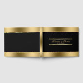 黒と金ゴールドの横ストライプ線 ゲストブック (全面)
