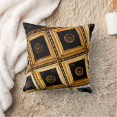 黒と金ゴールドの正方形 クッション (ブランケット)