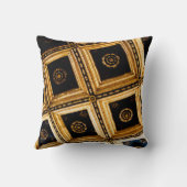 黒と金ゴールドの正方形 クッション (裏面)