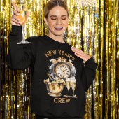 黒と金ゴールドの水彩の新しい年クルー スウェットシャツ