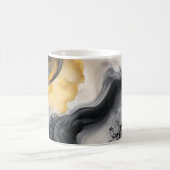 黒と金ゴールドの水彩大理石 コーヒーマグカップ (中央)
