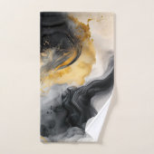 黒と金ゴールドの水彩大理石 バスタオルセット (ハンドタオル)