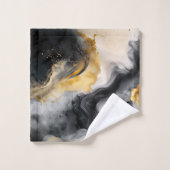 黒と金ゴールドの水彩大理石 バスタオルセット (ウォッシュタオル)