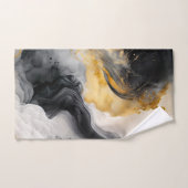 黒と金ゴールドの水彩大理石 バスタオルセット (ハンドタオル)