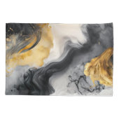 黒と金ゴールドの水彩大理石 枕カバー (裏面)