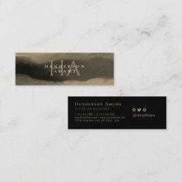 黒と金ゴールドの水色の波状抽象芸術モノグラム スキニー名刺