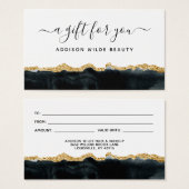 黒と金ゴールドの水色ギフトカード (正面&裏面)