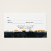 黒と金ゴールドの水色ギフトカード (裏面)