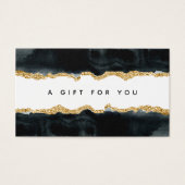 黒と金ゴールドの水色ギフトカード (正面)