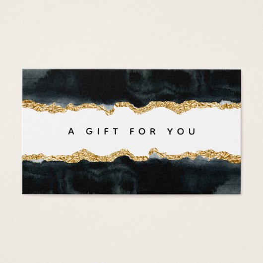 黒と金ゴールドの水色ギフトカード (正面)