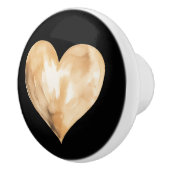 黒と金ゴールドの水色ハートセラミックノブ セラミックノブ (右)