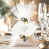 黒と金ゴールドの水色フローラ結婚花 フェイバータグ