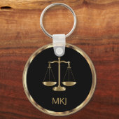 黒と金ゴールドの法則デザイン – モノグラム キーホルダー (正面)