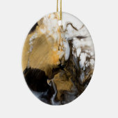 黒と金ゴールドの流体の大理石アート セラミックオーナメント (右)