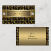 黒と金ゴールドの渦巻きエレガント 名刺 (正面/裏面)