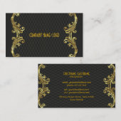 黒と金ゴールドの渦巻きビジネスカードテンプレート 名刺 (正面/裏面)