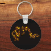 黒と金ゴールドの渦巻き音符 キーホルダー (正面)