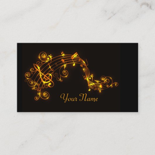 黒と金ゴールドの渦巻き音符 名刺 (正面)