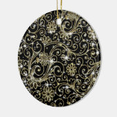 黒と金ゴールドの渦巻き セラミックオーナメント (左)