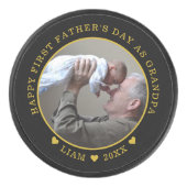 黒と金ゴールドの父の日おじいちゃん写真 アイスホッケーパック (正面)