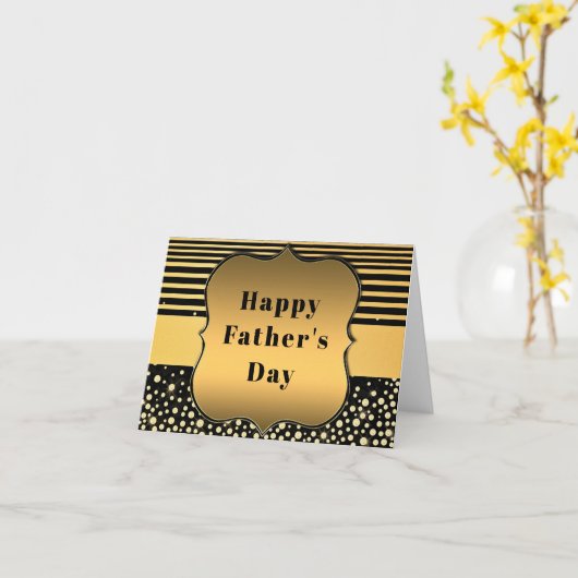 黒と金ゴールドの父の日カード カード (黄色い花)