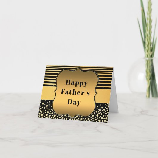 黒と金ゴールドの父の日カード カード (正面)