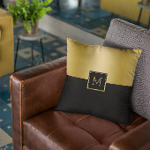 黒と金ゴールドの画面分割の幾何学的デザイン クッション