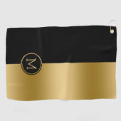 黒と金ゴールドの画面分割の幾何学的デザイン ゴルフタオル (横)