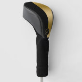 黒と金ゴールドの画面分割の幾何学的デザイン ゴルフヘッドカバー (アングル)