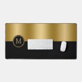 黒と金ゴールドの画面分割の幾何学的デザイン デスクマット (キーボード&マウス)