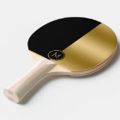 黒と金ゴールドの画面分割の幾何学的デザイン 卓球ラケット (正面アングル)