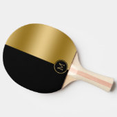 黒と金ゴールドの画面分割の幾何学的デザイン 卓球ラケット (横)