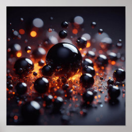 黒と金ゴールドの白熱［赤熱］光を放つ球体の背景画像 ポスター