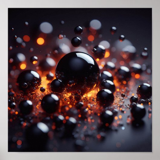 黒と金ゴールドの白熱［赤熱］光を放つ球体の背景画像 ポスター (正面)