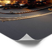 黒と金ゴールドの白熱［赤熱］光を放つ球体の背景画像 ポスター (角)