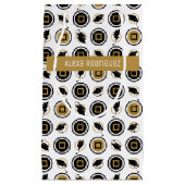 黒と金ゴールドの目盛りキャップパターン スモールペーパーバッグ (正面)