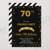 黒と金ゴールドの紙吹雪の誕生日の招待 招待状 (正面/裏面)